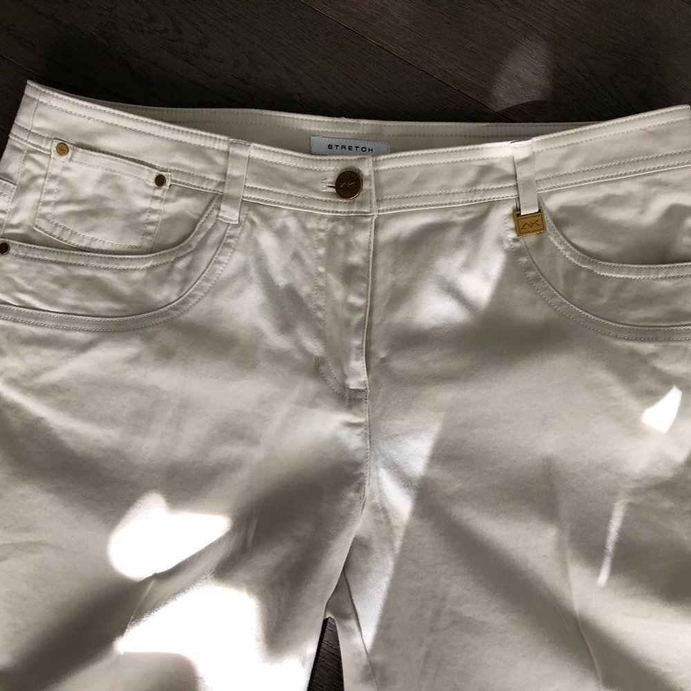 Anne Klein Sport 5 Pocket Stretch Cotton Capri Casual Pants Cream Size 10 NWOT - Picture 4 of 5